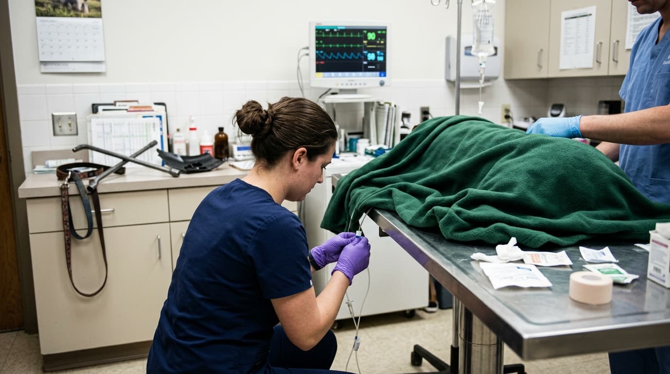 Veterinario atendiendo a mascota